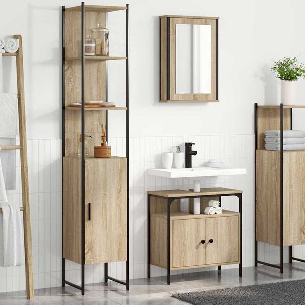 vidaXL Sada kúpeľňového nábytku 3 pcs Sonoma dub Kompozitné drevo