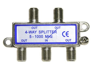 Anténny rozbočovač RO113 4x F - (5-1000MHz), útlm 8 dB, 1 vetva prechádzajúca DC