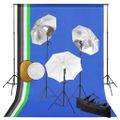 vidaXL Fotografické vybavenie+lampy, dáždniky, pozadie a reflektor