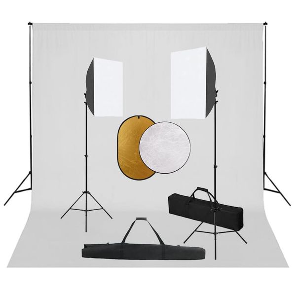 vidaXL Fotografické vybavenie so softboxami, pozadím a reflektorom