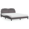 vidaXL Posteľ Viana s matracom sivá 160x200 cm umelá koža
