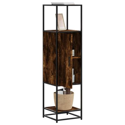 vidaXL Vysoká skrinka dymový dub 35,5x35x139 cm kompozitné drevo+kov