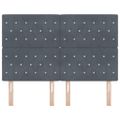 vidaXL LED hlavová doska s LED pásikmi Tmavo šedá 144 cm Zamat
