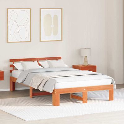 vidaXL Rám postele Včelí hnedý 140 x 190 cm Masívne borovicové drevo