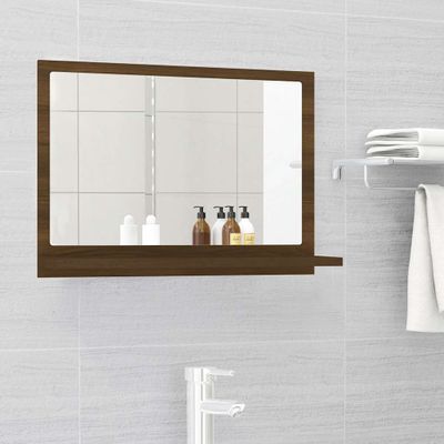 vidaXL Kúpeľňové zrkadlo hnedý dub 60x10,5x37 cm spracované drevo