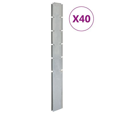 vidaXL Záhradné plotové stĺpiky 40 ks strieborné 160 cm pozinkov. oceľ