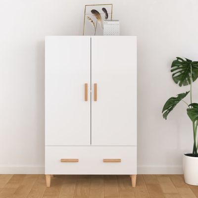 vidaXL Vysoká skrinka lesklá biela 70x31x115 cm spracované drevo