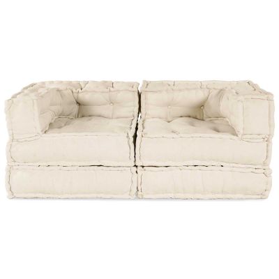 vidaXL Modulová pohovka 2 pcs Krémová 140 x 70 x 56 cm Látka