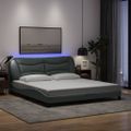 vidaXL Rám postele s LED bez matraca Hvar bledosivý 180x200 cm látka