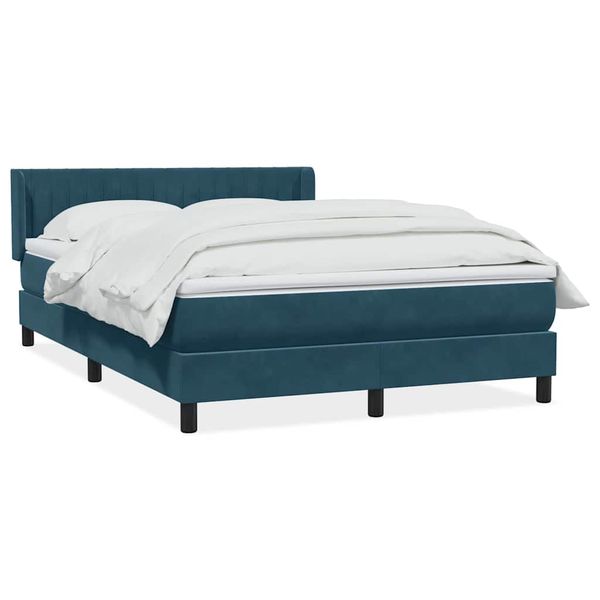 vidaXL Box Spring Posteľ s matracom Tmavomodrá 140x220 cm Zamat