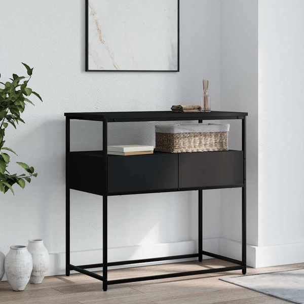 vidaXL Konzolový stolík čierny 75x40x75 cm kompozitné drevo