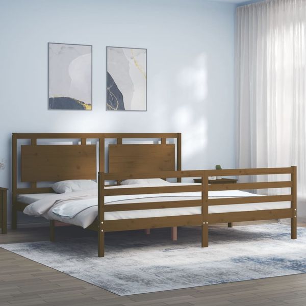 vidaXL Posteľný rám s čelom medovo-hnedý 200x200 cm masívne drevo