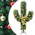 vidaXL Vianočný kaktus s podstavcom a LED zelený 180 cm PVC
