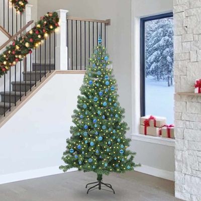 vidaXL Vianočný stromček s 300 LED-i so stojanom Zelená 240 cm PVC