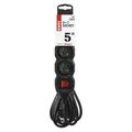 Predlžovací kábel 5 m / 3 zásuvky / s vypínačom / čierny / PVC / 1 mm2