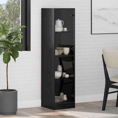 vidaXL Highboard Čierny dub 35 x 37 x 142 cm Kompozitné drevo