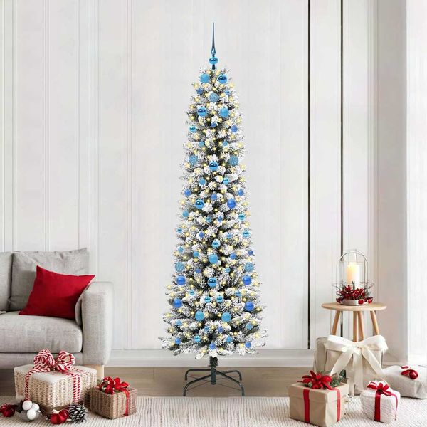 vidaXL Umelý vianočný stromček Biela 210 cm PVC, kov a plast