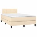 vidaXL Boxspring posteľ s matracom a LED krémová 120x190 cm látka