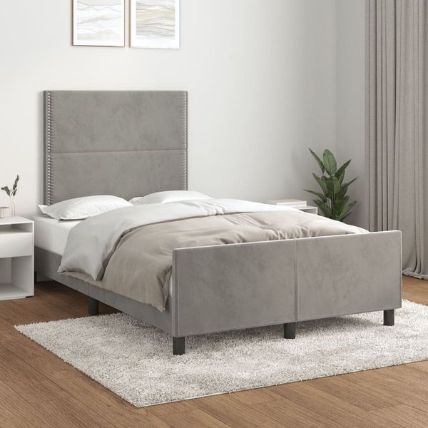 vidaXL Posteľ bez matracom svetlosivá 120x190 cm zamat