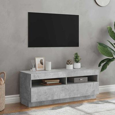 vidaXL TV skrinka s LED svetlami betónová sivá 100x35x40 cm