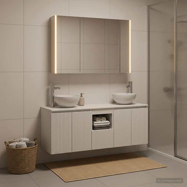 vidaXL Set kabinetov do kúpeľne 4 pcs Biela 103,5 x 15,5 x 70 cm