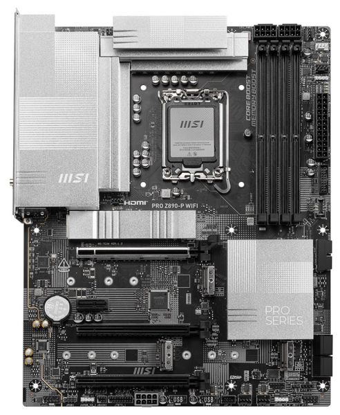 MSI PRO Z890-P WIFI / Intel Z890 / LGA1851 / 4x DDR5 / 4x M.2 / USB-C / HDMI / DP /  WiFi / ATX Základní deska, Intel Z890, LGA1851, 4× DDR5 DIMM (max. 256GB), 4× M.2, Wi-Fi, HDMI, DisplayPort, 2× USB-C, ATX