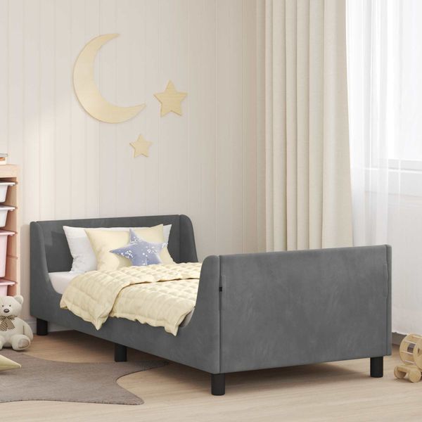 vidaXL Detský rám na posteľ s čelom Tmavosivá 80 x 200 cm Zamat