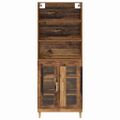 vidaXL Highboard Staré drevo 69,5 x 32,5 x 180 cm Kompozitné drevo