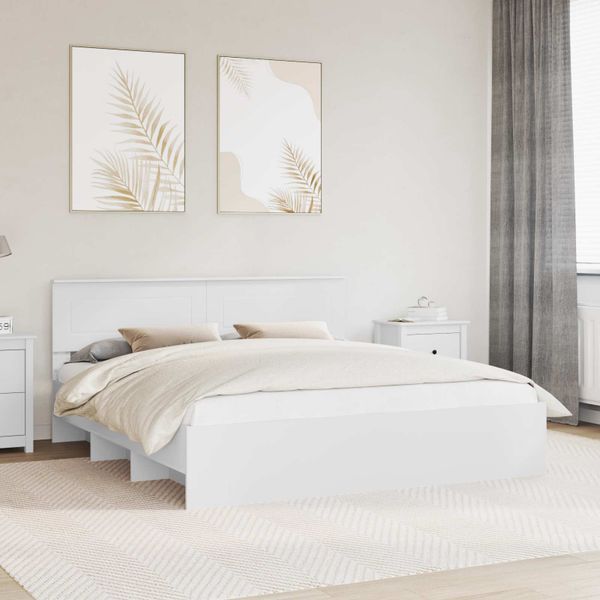 vidaXL Rám postele s čelnou doskou Biela 180 x 200 cm Kompozitné drevo