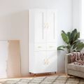 vidaXL Vysoká skrinka biela 69,5x34x180 cm spracované drevo