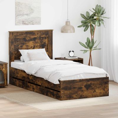vidaXL Rám postele Dymová dub 100 x 200 cm Inžinierske drevo