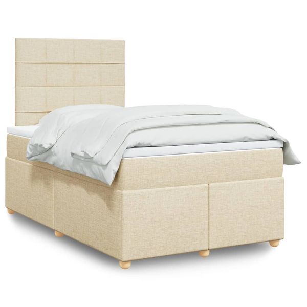 vidaXL Boxspring posteľ s matracom krémová 120x190 cm látka