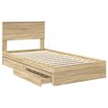 vidaXL Úložná posteľ Sonoma dub 100 x 200 cm Kompozitné drevo