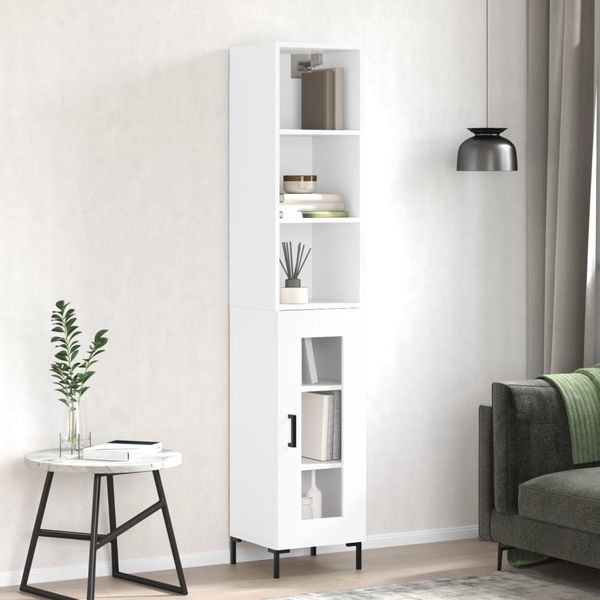 vidaXL Vysoká skrinka biela 34,5x34x180 cm spracované drevo