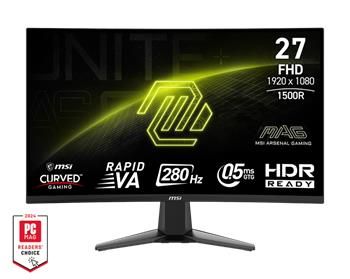 MSI MAG 276CXF Gaming monitor 27" zakřivený Rapid VA/FHD/280Hz/0,5ms/2xHDMI/DP/černá Monitor, 27" FHD, Rapid VA, 280 Hz, 0,5 ms, 1500R, Adaptive-Sync, HDR Ready, DisplayPort 1.4a, HDMI 2.0b