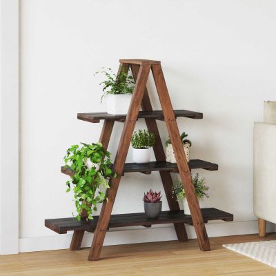 vidaXL Skladací regál Hnedá 79.5 x 35 x 112 cm Masívne obnovené drevo