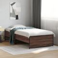 vidaXL Posteľný rám hnedý dub 100x200 cm kompozitné drevo a kov