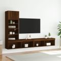 vidaXL 4-dielne TV nástenné skrinky s LED hnedý dub kompozitné drevo