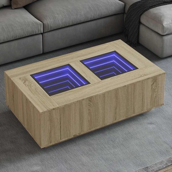 vidaXL Konferenčný stolík s nekonečnými LED dub sonoma 116x69x40 cm