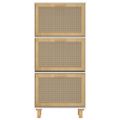 vidaXL Botník biely 52x25x115 cm spracované drevo a prírodný ratan