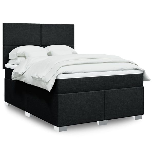 vidaXL Posteľný rám boxspring s matracom čierny 140x200 cm látka