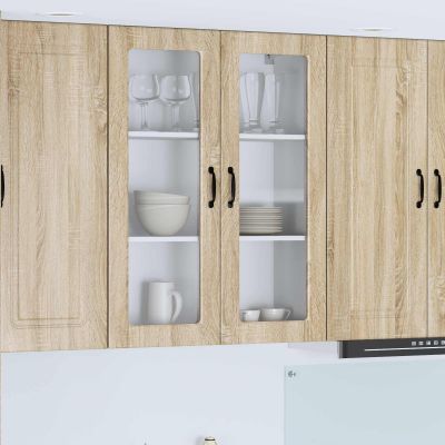 vidaXL Nástenný sklenený kabinet PORTO Sonoma dub 80 x 31 x 100 cm