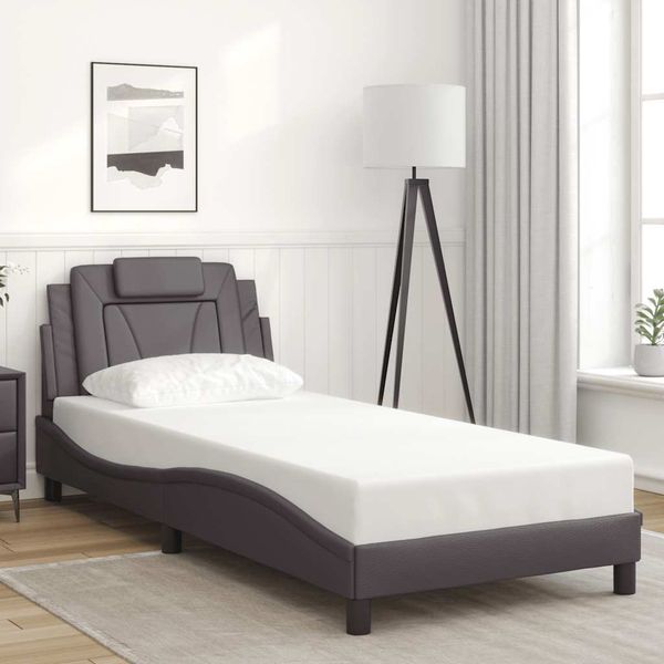 vidaXL Rám postele Viana bez matraca sivý 90x190 cm umelá koža