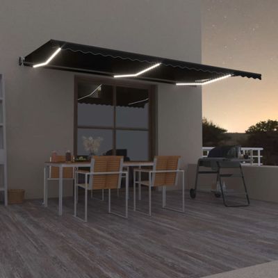 vidaXL Automatická markíza, LED a senzor vetra 600x350 cm, antracitová