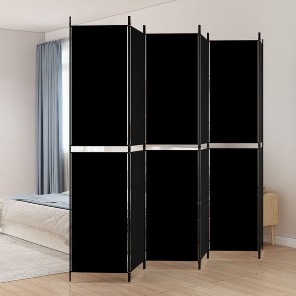 vidaXL 6-panelový paraván čierny 300x220 cm látkový