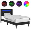 vidaXL Rám postele s LED pásikmi Čierna 90 x 190 cm Umelá koža