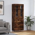 vidaXL Vysoká skrinka dymový dub 69,5x34x180 cm spracované drevo