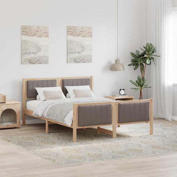 vidaXL Rám postele Hnedá a taupe 135 x 190 cm Borovicový masív
