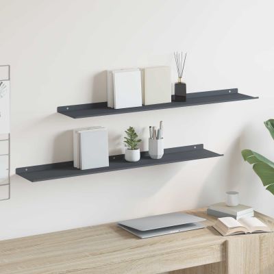 vidaXL Závesná polica 2 ks Antracit 100 x 18 x 2,5 cm Oceľ