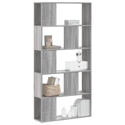 vidaXL Knižnica 5 políc sivá sonoma 80,5x23,5x162,5cm kompozitné drevo